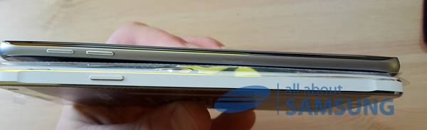 德國科技媒體《All About Samsung》公開了三星  Galaxy S6 Edge Plus(上)的實機照,還把 Note 4(下)拿來一同比較。(圖片來源/All About Samsung)
