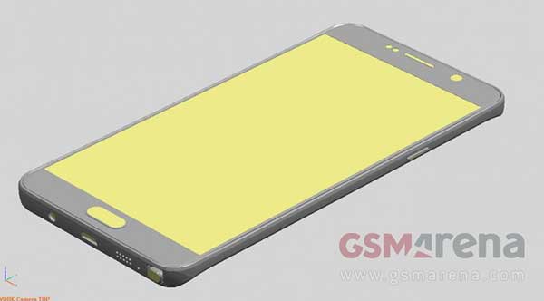 GSMArena  流出的 Note 5 外型 3D 模型(圖片來源/擷取自 GSMArean 網站)
