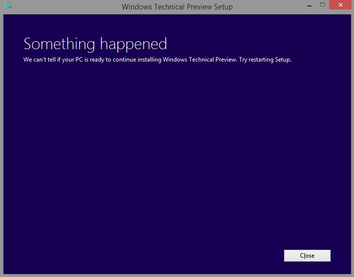 一行有說等於沒說的 "Something happened ",也算是種另類幽默啦!(圖片來源/微軟)
