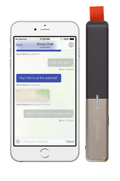 只要透過 goTenna 藍牙與手機的 APP 連結,就能利用本身的  VHF 超高頻訊號,將你的簡訊和 GPS 定位傳送出去(圖片來源/GoTenna官網)