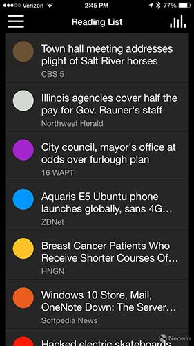 微軟將推出的閱讀新聞 APP「NewsCast」主畫面截圖