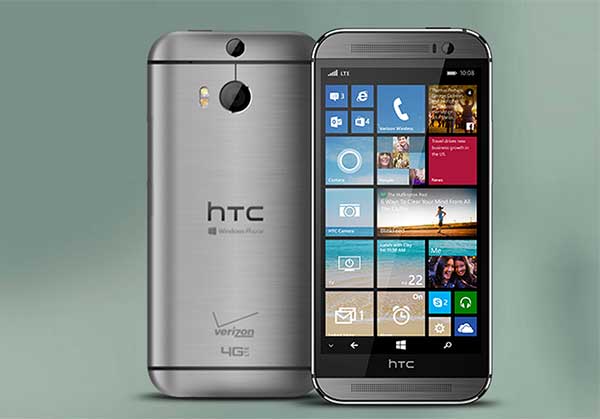 HTC 曾在美國與電信商 Verizon 合作,於舊款旗艦 M8 上頭推出 Windows Phone 版本(圖片擷取自 HTC 美國官網)