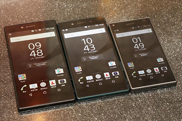 除了 Z5 Premium(左)、Z5(中)、Z5 Compact(右)外,還傳出 Sony 還有更大螢幕的 Z5 Ultra!