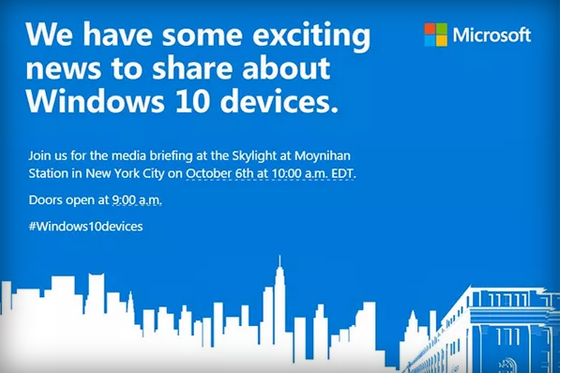 媒體邀請函上提到,將會有多款 Windows 10 裝置推出(圖片來源/The Verge)
