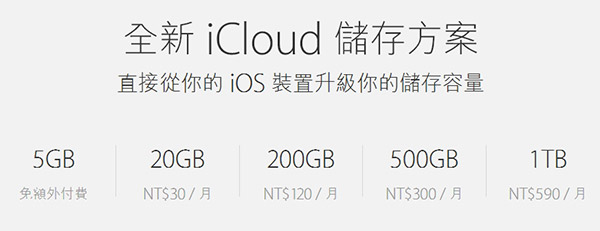 先前舊款的 iCloud 付費級距