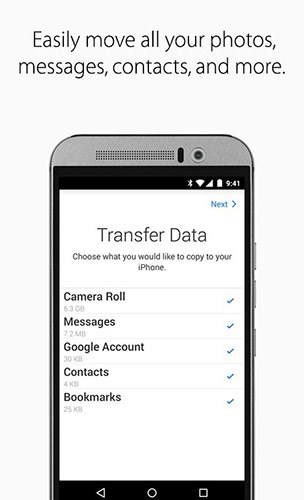 這款 APP  會自動擷取舊款手機中的相機照片、訊息、聯絡人、網頁書籤等資訊(圖片來源/擷取自 Google Play 軟體商店)