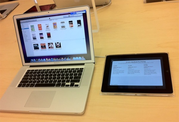 在新的 Apple Store 2.0 中,大部份的產品解說都以 iPad 取代原有的紙製解說牌(圖片來源/擷取自 9to5Mac 網站)
