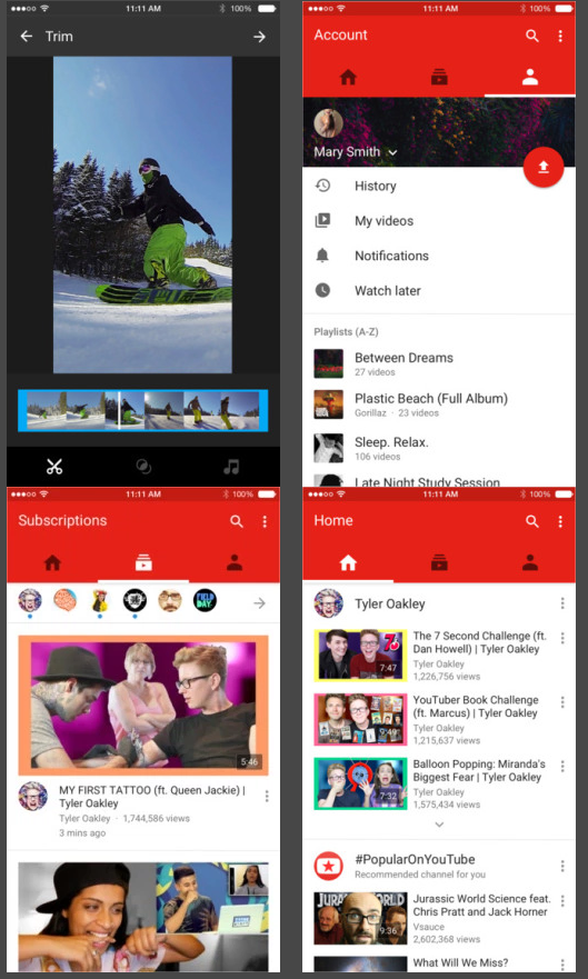 新版本的 Youtube App 還可以使用簡單的剪輯工具(圖片來源/9to5mac)