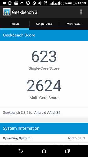 Desire 728 Dual Sim 的 Geekbench 3 跑分成績