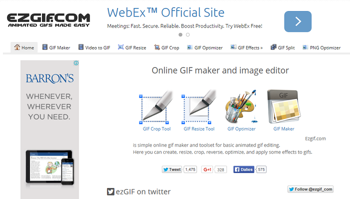 EZGIF 可以對 GIF 圖檔進行檔案容量壓縮
