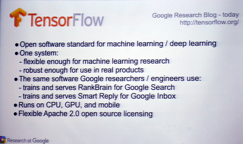 TensorFlow 與應用在 Google 產品上的是相同系統