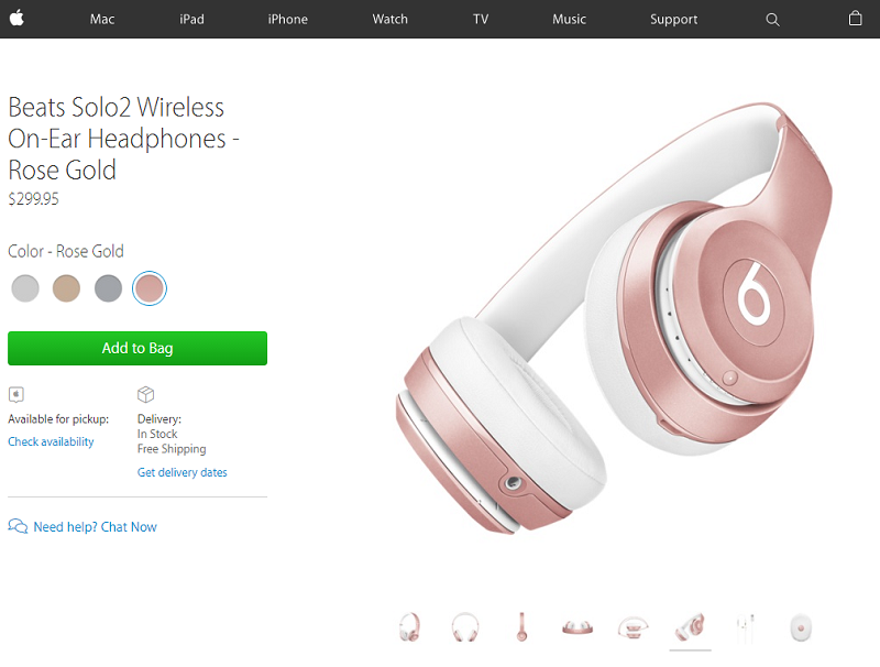 Beats Solo 2 售價 299.95 美元（圖片來源／Apple）