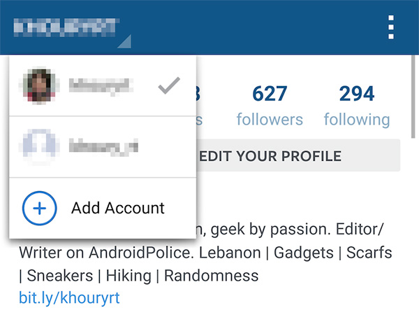 Instagram 也可以多帳號登入了!!(圖片來源/擷取自 Android Police 網站)