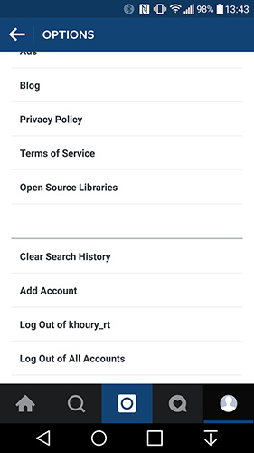 可在設定中新增不同的 Instagram 帳號(圖片來源/擷取自 Android Police 網站)