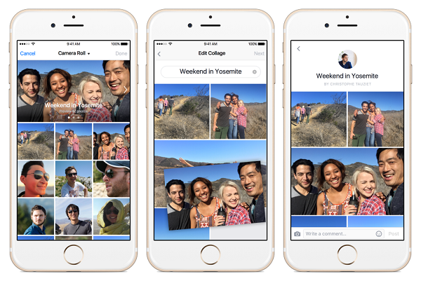 Facebook 同時也增加了新的照片「圖集」功能(圖/Facebook)
