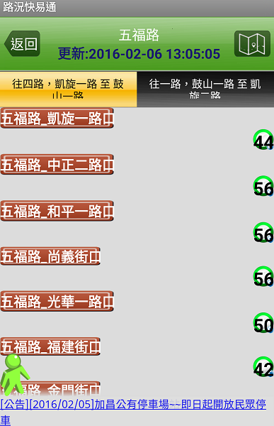 除了高速公路，重要的都市幹道也可以查詢