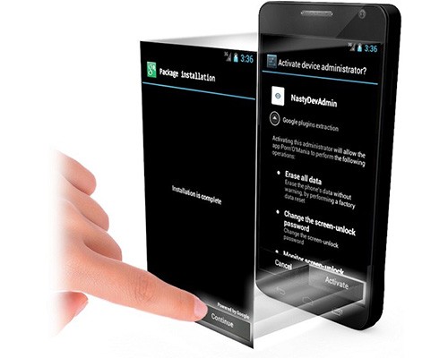 Porn’O’Mania　透過在螢幕上覆蓋圖片，誘導用戶同意對該應用的多項授權（圖／bitport）