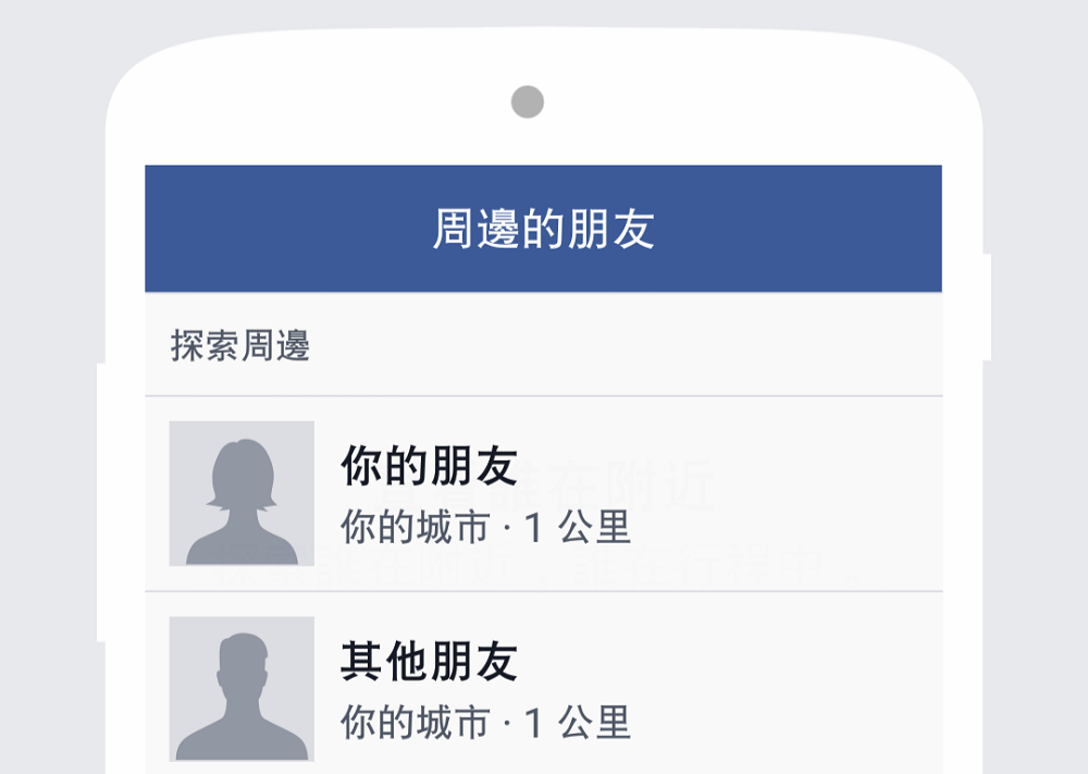 「周邊的朋友」功能可以查詢附近的好友（圖／Facebook）