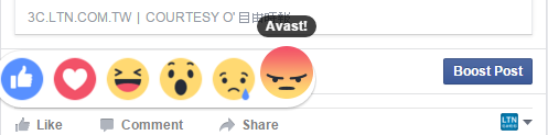 Avast? 看到防毒軟體的憤怒?(圖/Facebook)