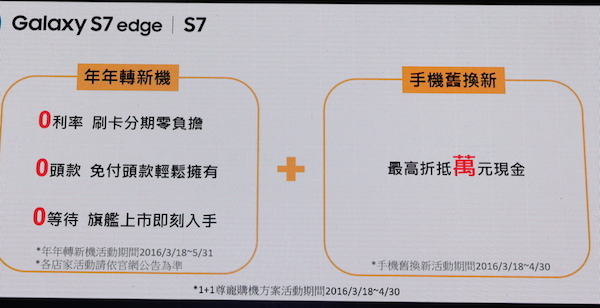 三星同步推出 S7/S7 Edge 適用的上市優惠