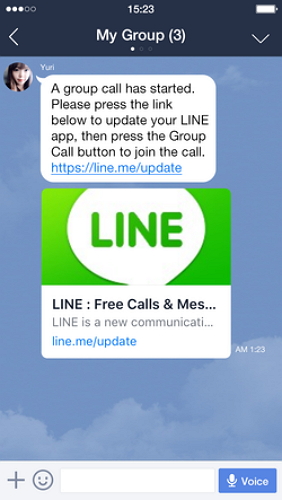 若要使用最新的群組語音通話功能,你的 LINE 必須先更新至最新版本。(圖/LINE)