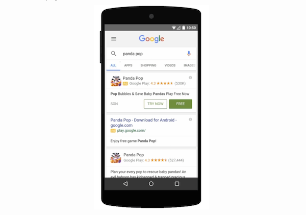 會在廣告遊戲 Banner 中出現「Try Now」試玩選項(圖片來源/擷取自 Google 官方部落格)