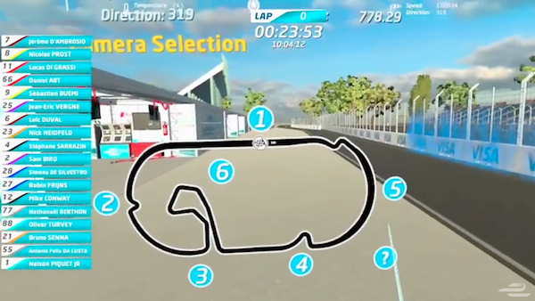 除了賽車比賽外,也可以用 VR 的方式來參觀賽道其他設施(圖片來源/擷取自 Formula E 官方 Youtube)
