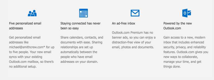 Outlook Premium 允許客戶使用 5 組客製化郵件帳號（圖／Tech Crunsh）