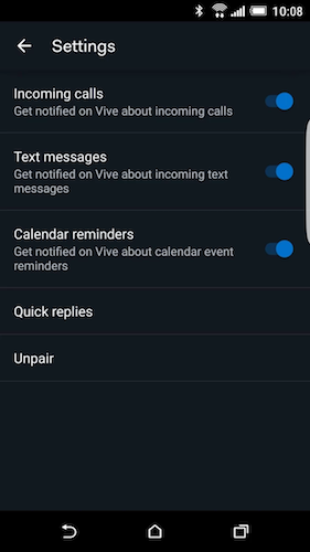 Vive 眼鏡除了可接聽手機來電,也可透過 Vive 看簡訊或是行事曆