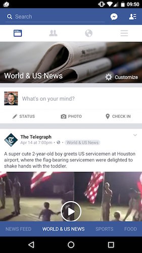 新版的 Facebook 感覺跟現行版本差異不大(圖片來源/擷取自 Tom Critchlow Twitter 頁面)