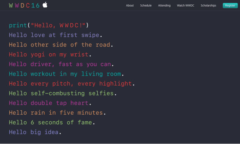 WWDC16 官方網站已經可以查看詳細的活動排程(圖/Apple)