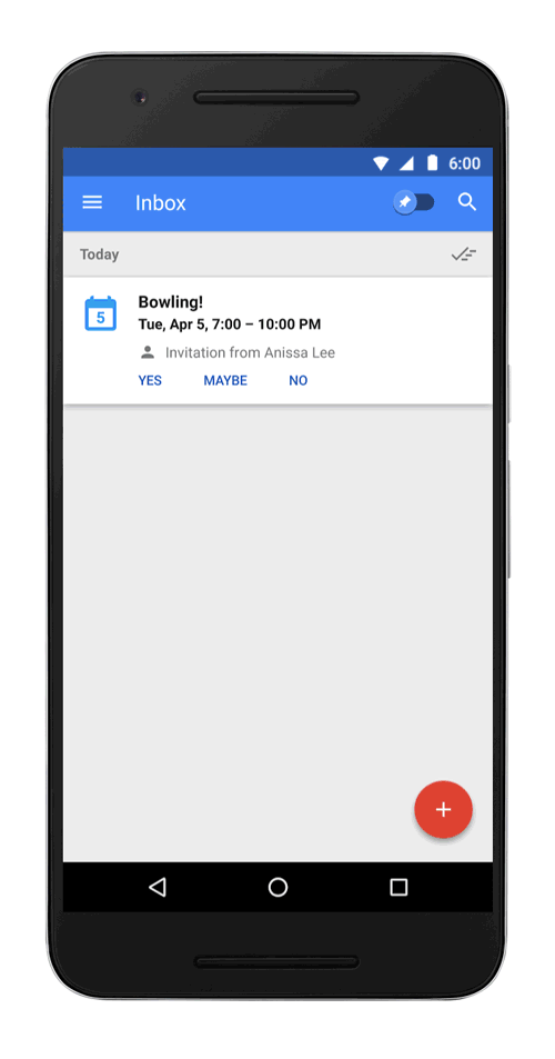 可在 Inbox 裡頭直接啟動行事曆功能管理行程(圖片來源/擷取自 Google 官網)