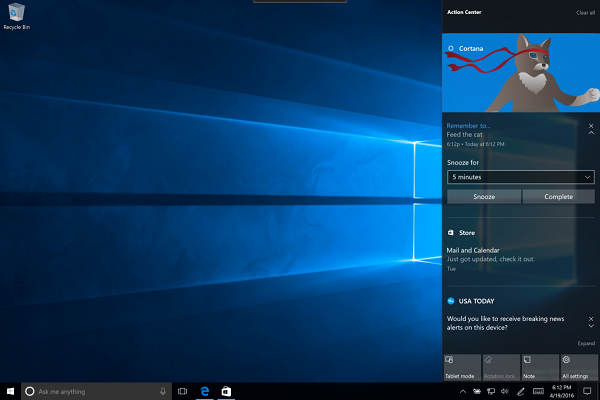 通知中心的介面改善(圖/Microsoft)