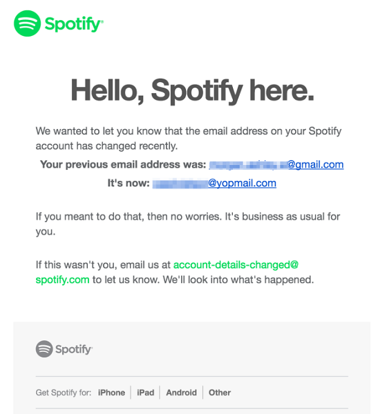 Spotify 強調沒有出現駭客入侵狀況,並且已經主動聯繫帳戶異常的用戶(圖/Tech Crunch)