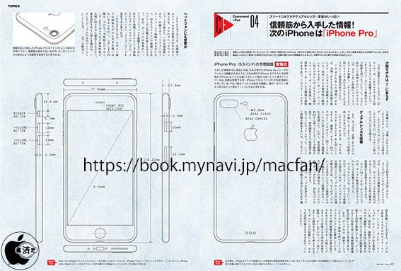 日本雜誌曝光的 iPhone 7 Pro 設計圖(圖/Mynavi)