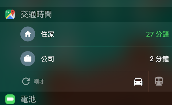在新版 Google Maps  iPhone APP 裡頭,新增了一個「今日交通時間擴充功能」設計