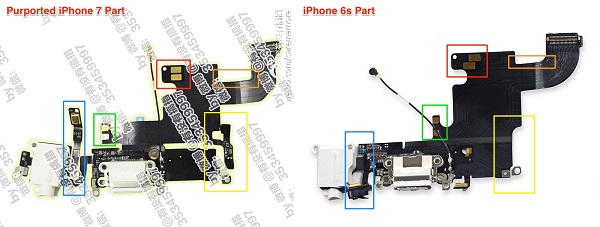 與 iPhone 6s（圖右）的電路組件比較（圖／MacRumors）