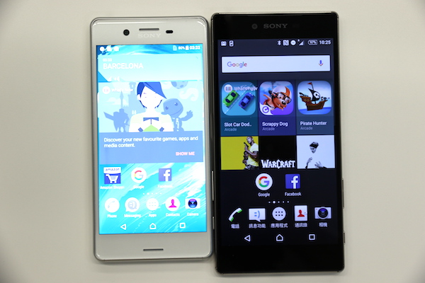 Xperia X  Performance（左）跟擁有 4K 螢幕的 Xperia Z5 Premium 比較