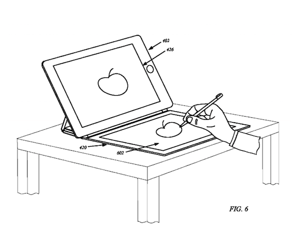 翻蓋過來還可當作觸控板使用,並且支援 Apple Pencil(圖片來源/擷取自 USPTO 網站)