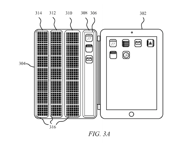 顯示保護蓋的另一個可能構型:太陽能電池板+APP 圖示顯示能力(圖片來源/擷取自 USPTO 網站)