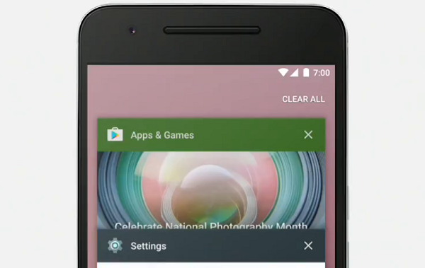 Android 的多工模式加入一鍵清理的功能（圖／Google）