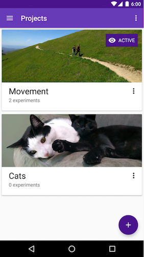 Science Journal APP 也提供了專案管理的功能,可依照不同實驗管理數據。(圖片來源/擷取自 Google  官網)
