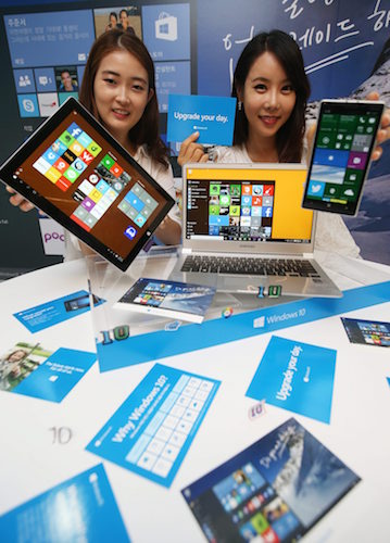微軟想要以 Windows 10 手機與電腦打造出的整合平台生態系是否能繼續下去?(圖片來源/彭博)