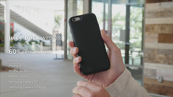 Juice pack Wireless  的電量大約可以延長手機 60% 的電力(圖片來源/擷取自 Mophie 原廠網站)