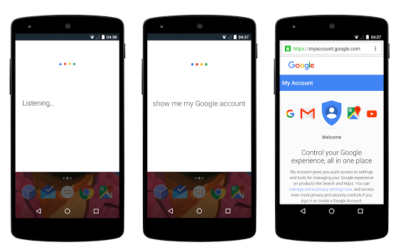 Google 讓用戶可以透過語音指令直接開啟「我的帳戶」功能(圖/Google)