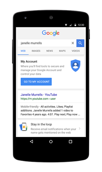 Google 我的帳戶功能未來可透過搜尋用戶名字開啟(圖/Google)