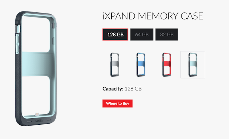 iXpand Memory Case  共推出 3 個容量款式、4 種顏色