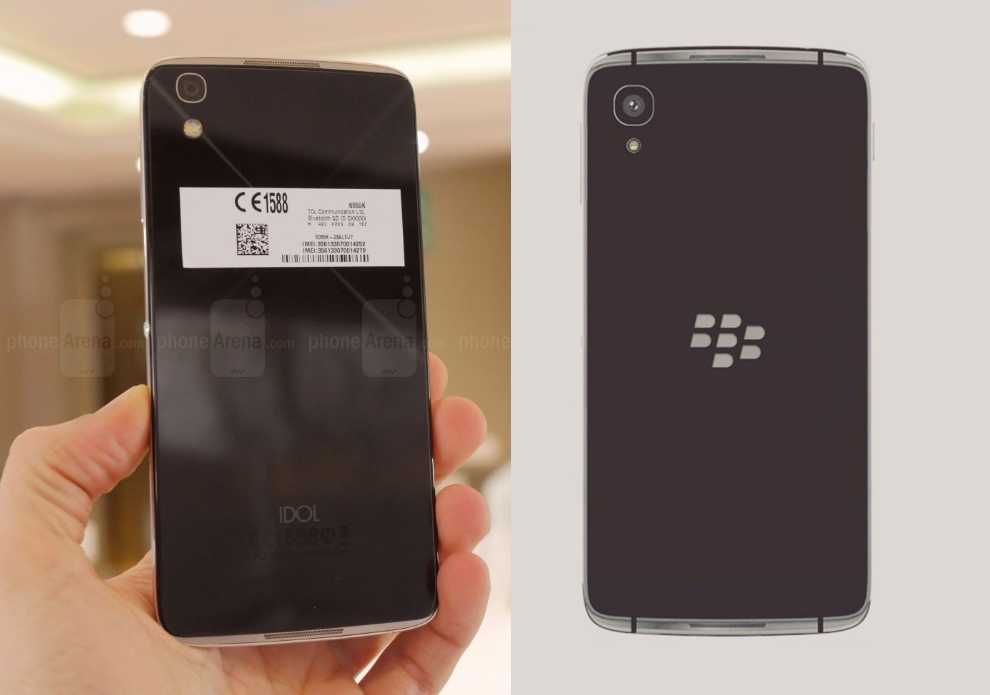 BlackBerry 新機的諜照,被認為與 Alcatel 的 Idol 4 手機相似(圖/Phone Arena)