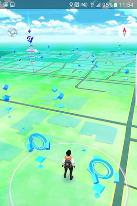 《Pokémon Go》結合 GPS + AR 擴增實境的型態,讓玩家們在實際環境裡尋找虛擬的神奇寶貝
