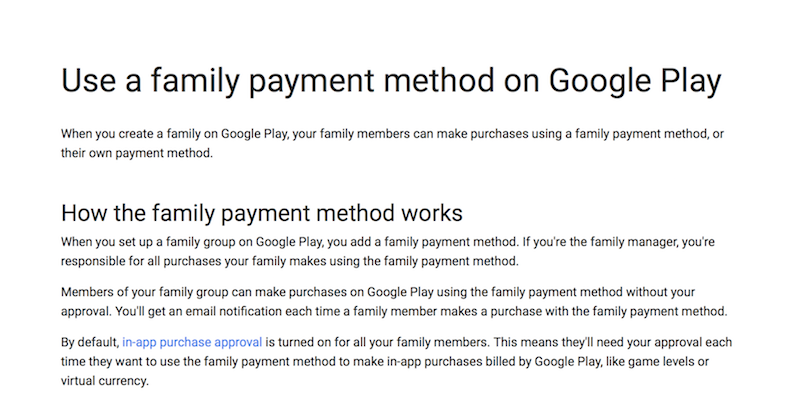 首先要設定家庭成員的付款方式,需要有一人登錄信用卡資料(圖片來源/擷取自 Google Play 官網)